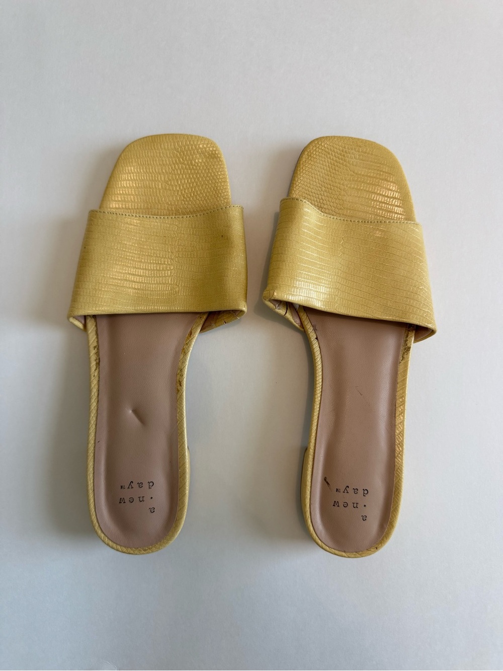 a new day Yellow Textured Slide Mules